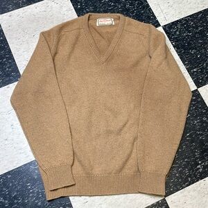 Vintage Alan Paine Brown Beige 100% Camelhair Made in England Sweater Sz 46”